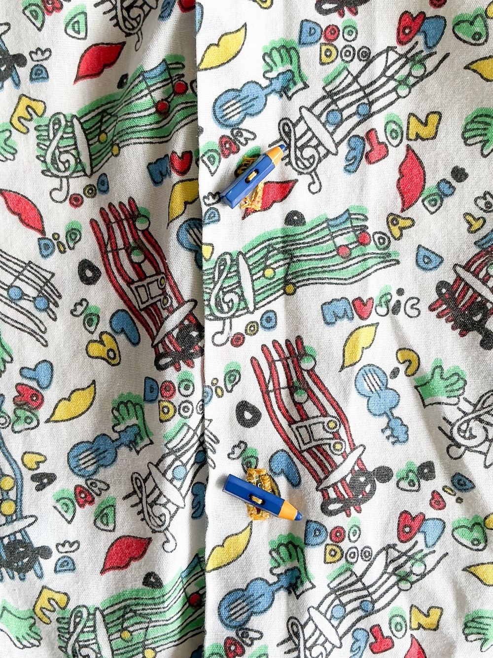 Music Teacher Shirt Novelty Print Short Sleeve Hand Made Colored Pencil Button M - Picture 4 of 9